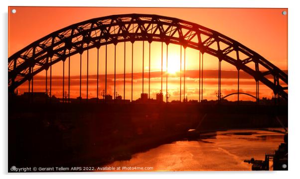 Sunrise over the Tyne Bridge, Newcastle upon Tyne, England, UK Acrylic by Geraint Tellem ARPS