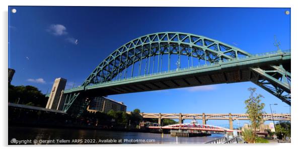 Tyne Bridges, early morning, Newcastle Upon Tyne, England, UK Acrylic by Geraint Tellem ARPS