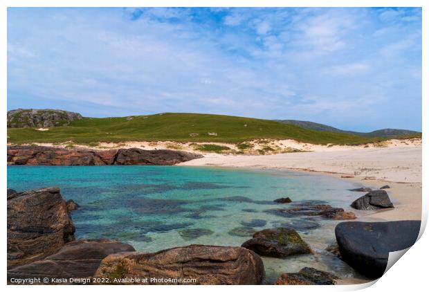 Secluded Beach, Isle of Vatersay Print by Kasia Design