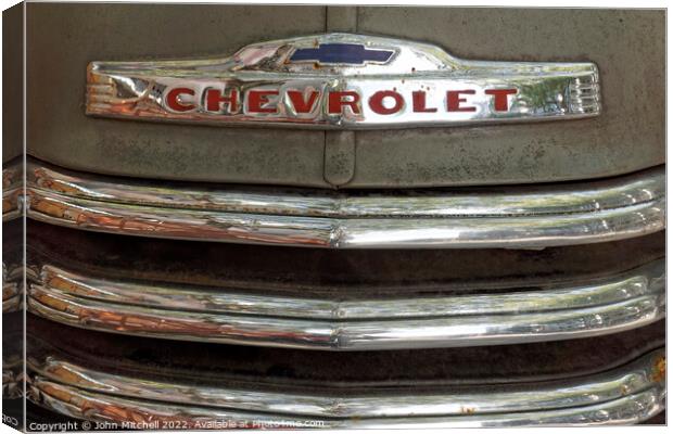 Old Chevy Pickup Truck Grill Canvas Print by John Mitchell
