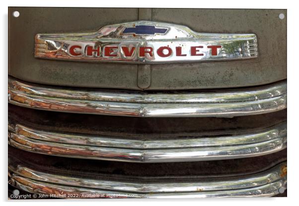 Old Chevy Pickup Truck Grill Acrylic by John Mitchell