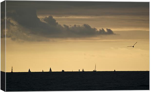 Solent sunset silhouettes Canvas Print by Gary Eason