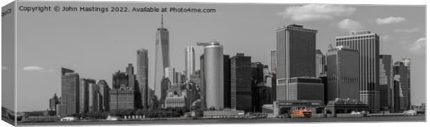 Manhattan Skyline in Monochrome Canvas Print by John Hastings