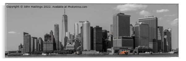 Manhattan Skyline in Monochrome Acrylic by John Hastings