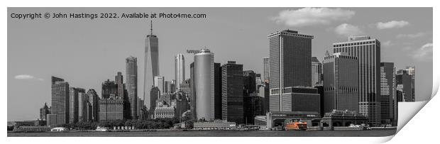 Manhattan Skyline in Monochrome Print by John Hastings