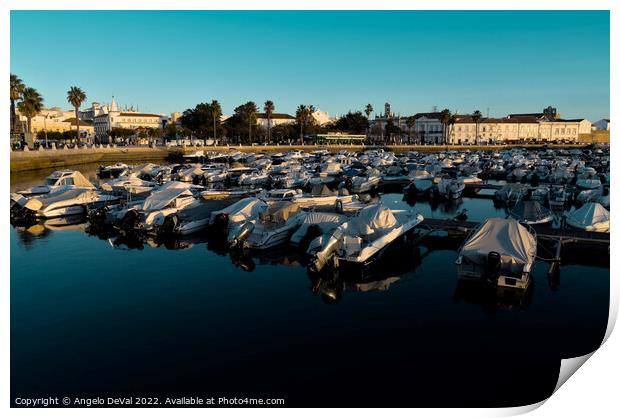 Faro city Marina at late afternoon. Algarve Portugal Print by Angelo DeVal
