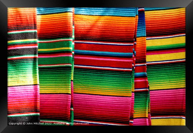 Colorful Mexican Blankets Framed Print by John Mitchell