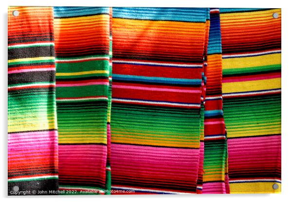 Colorful Mexican Blankets Acrylic by John Mitchell