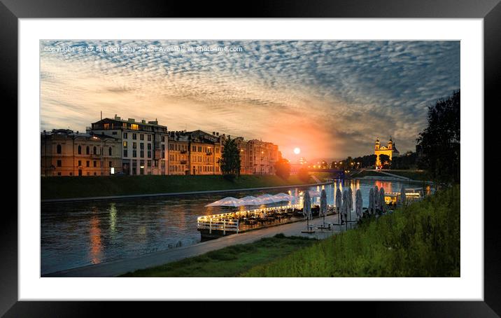 Twilight Splendor in Vilnius Framed Mounted Print by K7 Photography