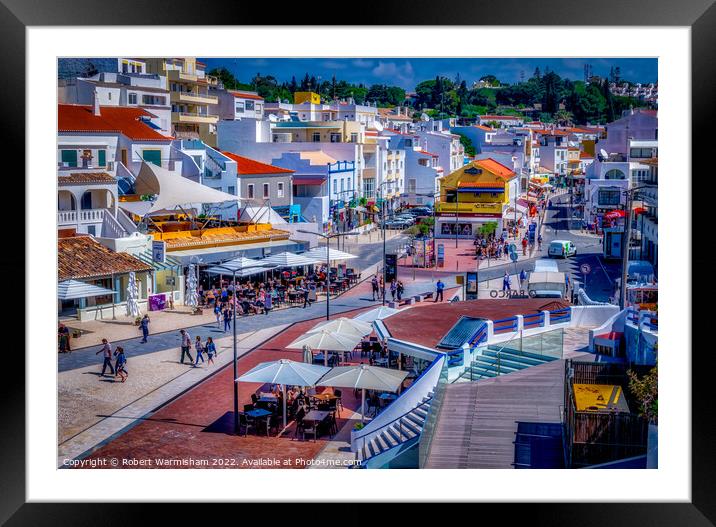 Vibrant Carvoeiro Town Square Framed Mounted Print by RJW Images