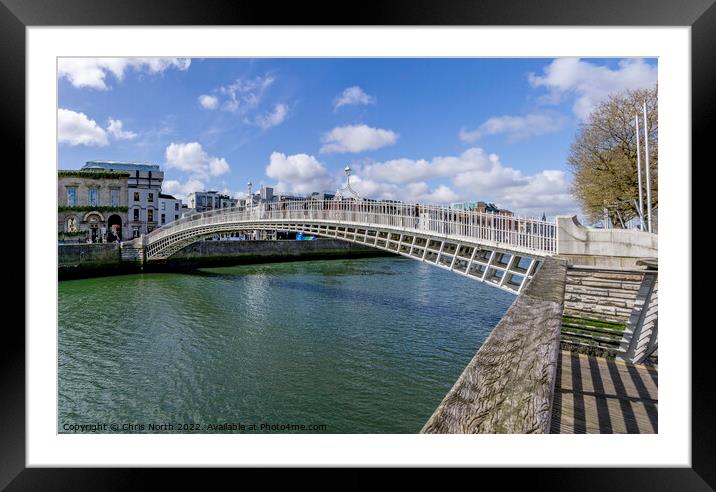 Half penny bridge over the river Liffey, Dublin. Framed Mounted Print by Chris North