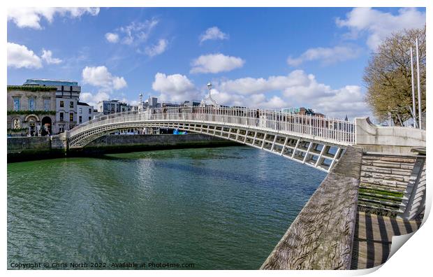 Half penny bridge over the river Liffey, Dublin. Print by Chris North