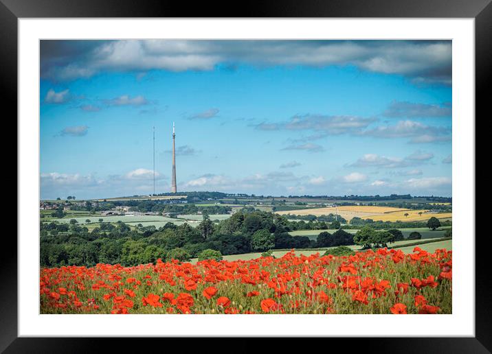 Poppies On Emley Moor Framed Mounted Print by J Biggadike