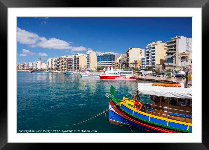 Vibrant Sliema Waterfront Framed Mounted Print by Kasia Design