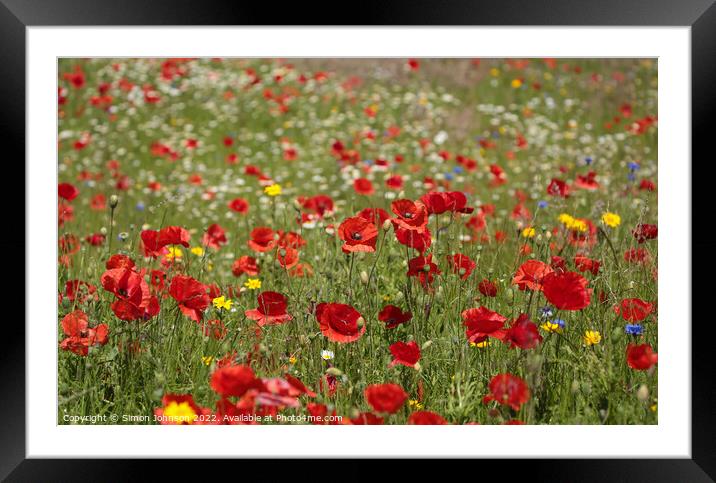 Poppy field Framed Mounted Print by Simon Johnson