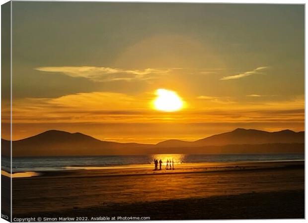 Majestic Sunset Over Harlech Beach Canvas Print by Simon Marlow