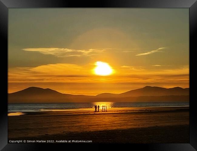 Majestic Sunset Over Harlech Beach Framed Print by Simon Marlow