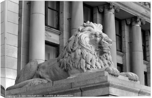 Lion Sculpture outside Vancouver Art Gallery Canvas Print by John Mitchell