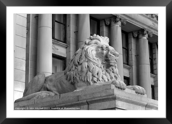 Lion Sculpture outside Vancouver Art Gallery Framed Mounted Print by John Mitchell