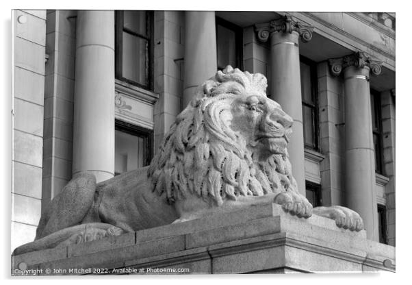 Lion Sculpture outside Vancouver Art Gallery Acrylic by John Mitchell