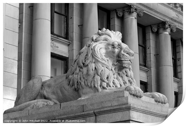 Lion Sculpture outside Vancouver Art Gallery Print by John Mitchell