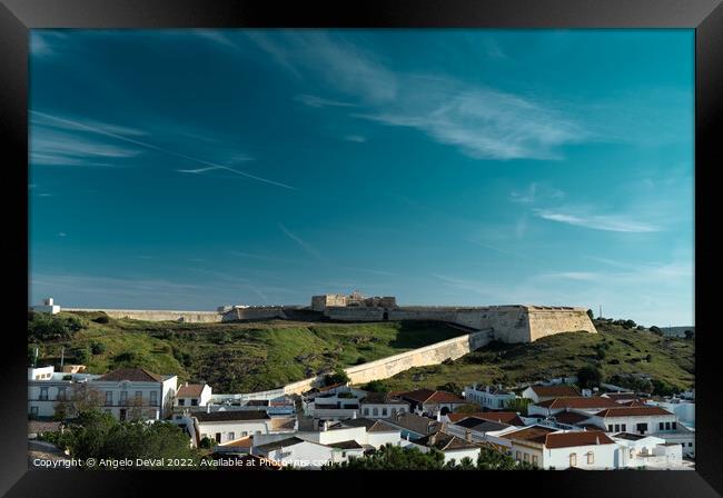 Saint Sebastian Fort and roofs in Portugal  Framed Print by Angelo DeVal