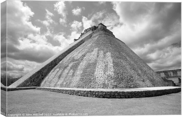 Pyramid of the Magician Uxmal Mexico Canvas Print by John Mitchell