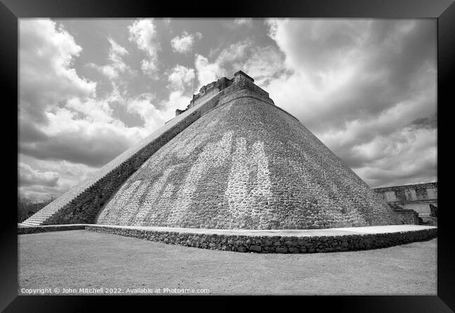 Pyramid of the Magician Uxmal Mexico Framed Print by John Mitchell