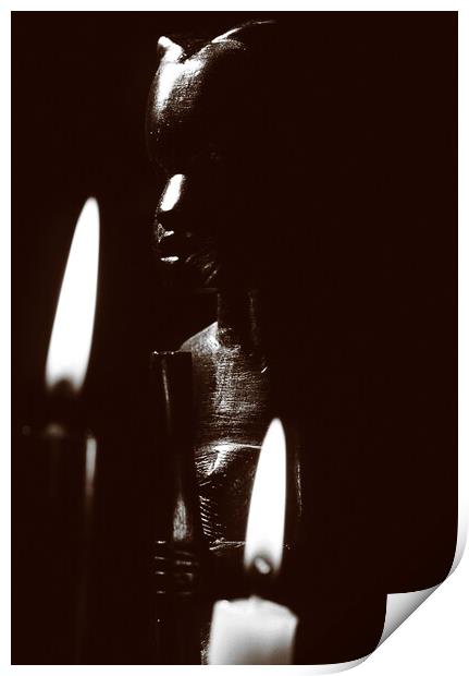 closeup of an african statue in sepia Print by youri Mahieu