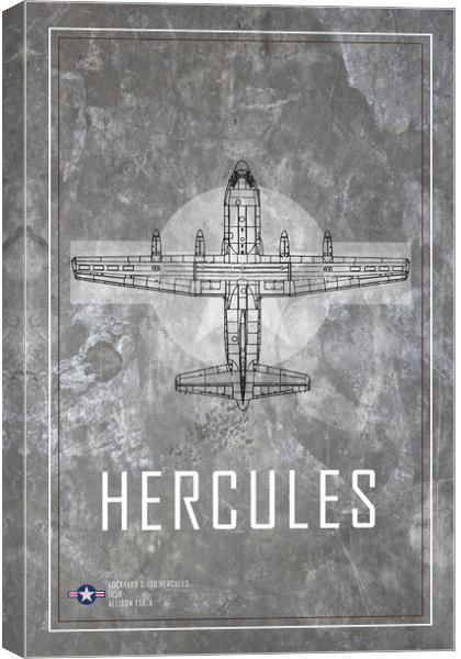 USAF C-130 Hercules Blueprint Canvas Print by J Biggadike