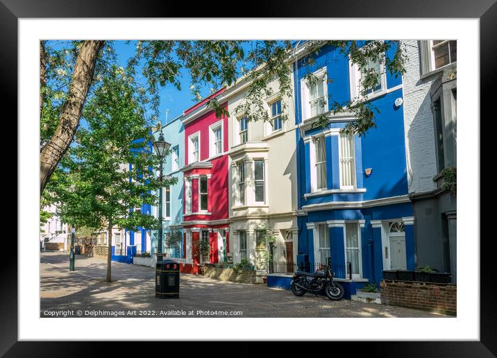 Notting Hill, London. Colourful houses Framed Mounted Print by Delphimages Art