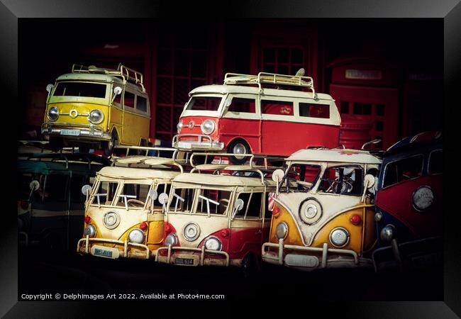 Vintage camper vans Framed Print by Delphimages Art