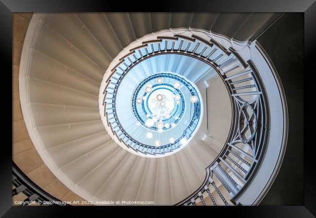 Spiral staircase. Cecil Brewer stairs in London Framed Print by Delphimages Art