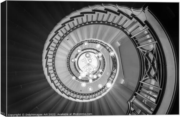 Spiral staicase at Heals, London Canvas Print by Delphimages Art