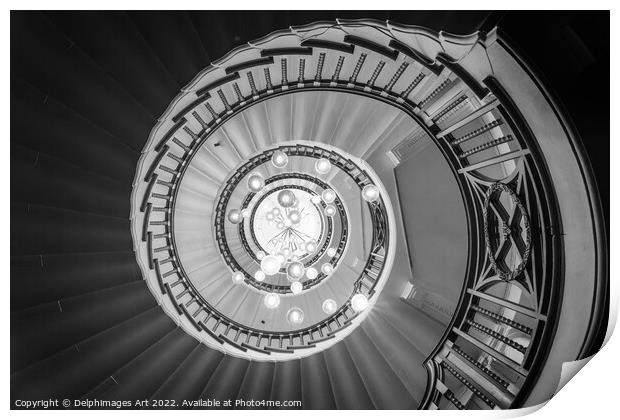 Spiral staicase at Heals, London Print by Delphimages Art