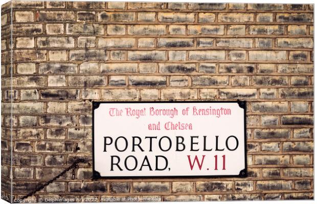 London street. Portobello Road sign Canvas Print by Delphimages Art