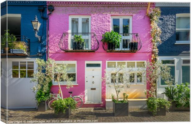 Notting Hill, London. Pink house Canvas Print by Delphimages Art