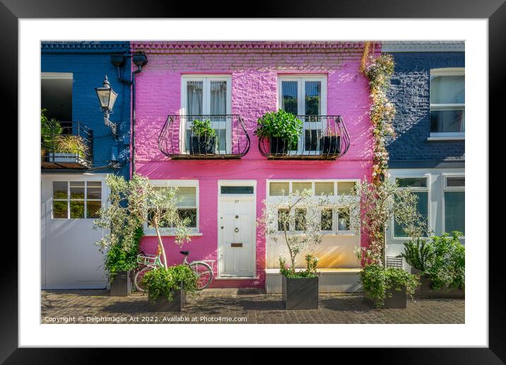 Notting Hill, London. Pink house Framed Mounted Print by Delphimages Art