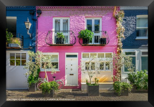 Notting Hill, London. Pink house Framed Print by Delphimages Art