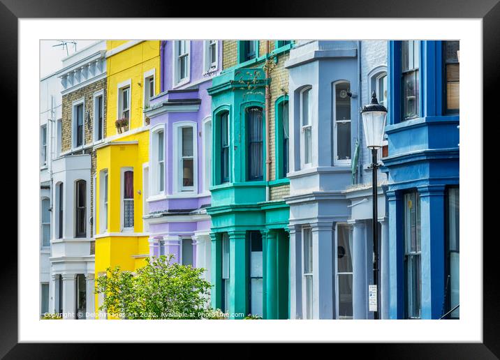 Notting Hill colours, London Framed Mounted Print by Delphimages Art