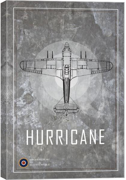 Hurricane MkII Blueprint Canvas Print by J Biggadike