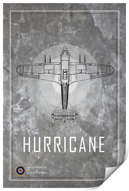 Hurricane MkII Blueprint Print by J Biggadike