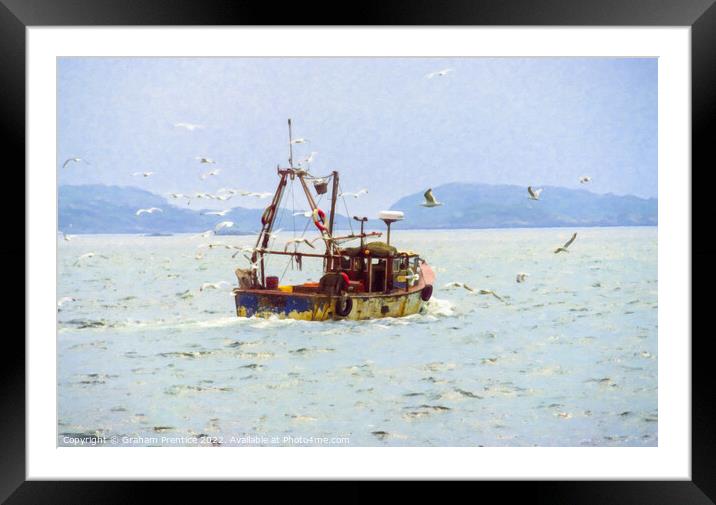 Small Fishing Boat at Sea Framed Mounted Print by Graham Prentice