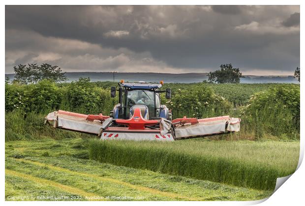 Silage Cutting at Wycliffe Jun 2022 (2) Print by Richard Laidler