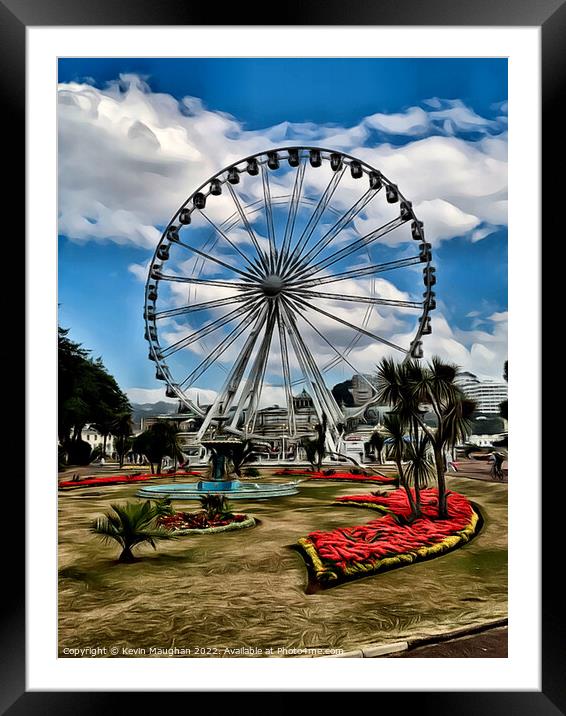 Ferris Wheel In Torquay (Digital Art) Framed Mounted Print by Kevin Maughan