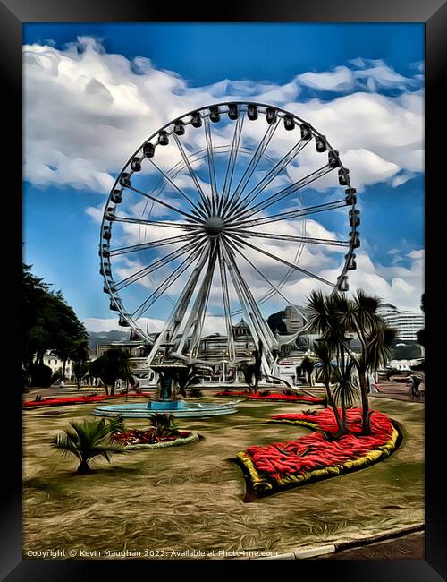 Ferris Wheel In Torquay (Digital Art) Framed Print by Kevin Maughan
