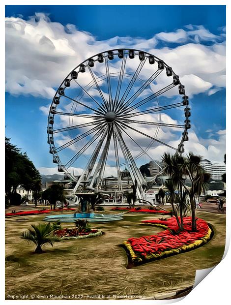 Ferris Wheel In Torquay (Digital Art) Print by Kevin Maughan