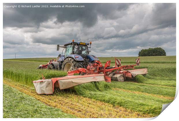 Silage Cutting at Wycliffe Jun 2022 (5) Print by Richard Laidler
