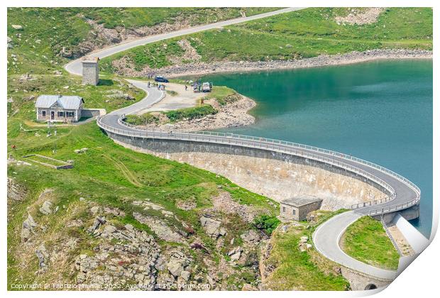 Alpine Water Dam Winding Road Print by Fabrizio Malisan