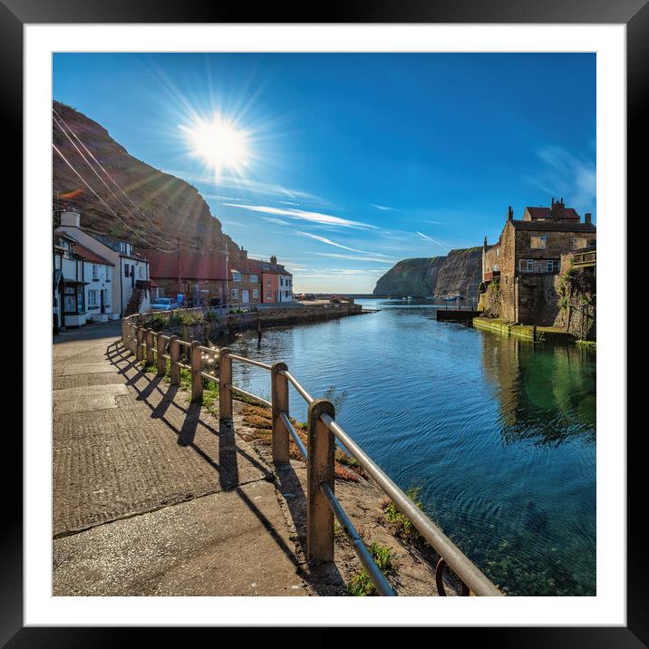 Sunny Staithes Framed Mounted Print by Darren Ball